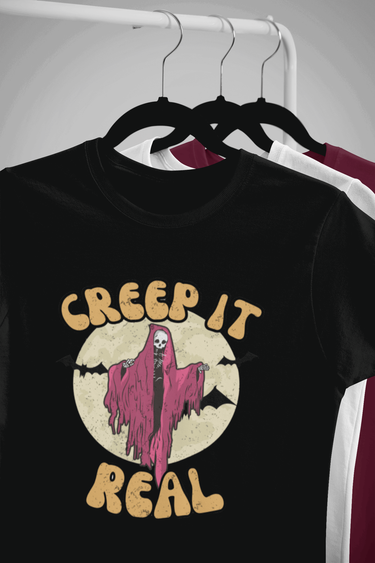 Creep it Real spooky t-shirt - Unisex Heavy Cotton Tee - Retro inspired creepy - t-shirt - Halloween inspired shirt