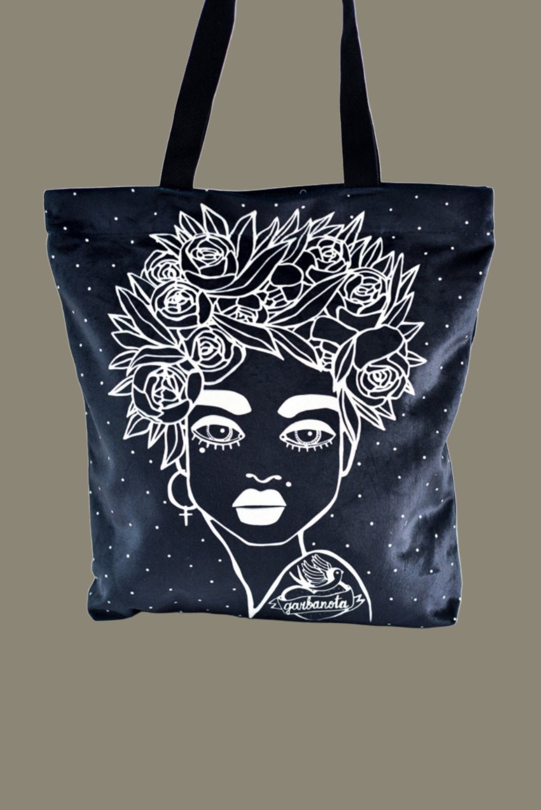 HANDBAG NAOMI WITH FLORAL HAIRCUT - BLACK - Aurora Corner Shop